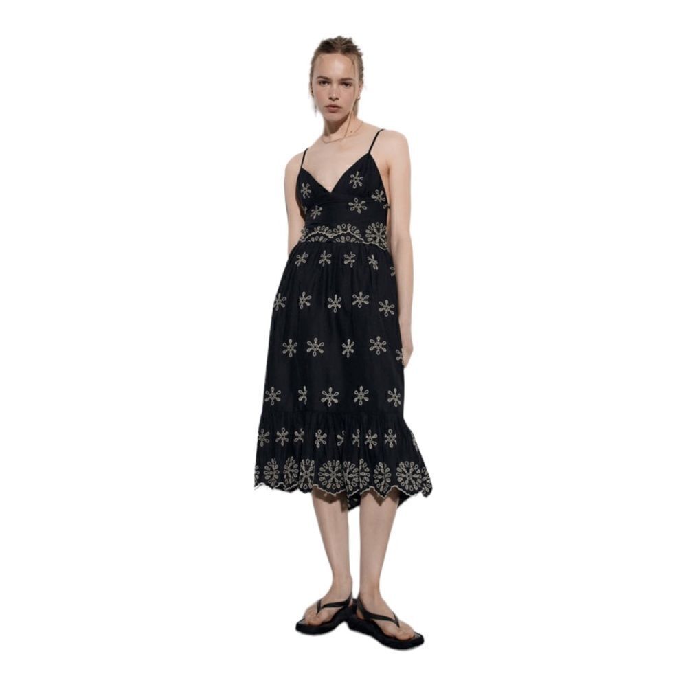 ZARA | Black | EMBROIDERED DRESS - Picture 6 of 10